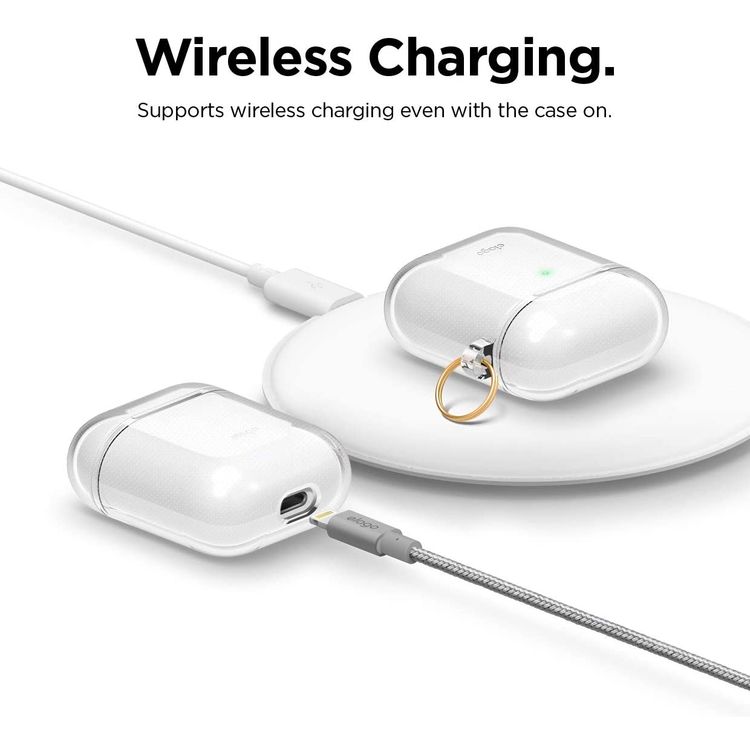 Elago Clear (TPU) Hang Case Compatible for Apple AirPods 1&2 Generation, Front LED Visible, Scratch Resistant, Drop Resistant, Dustproof and Absorbing Protective Cover