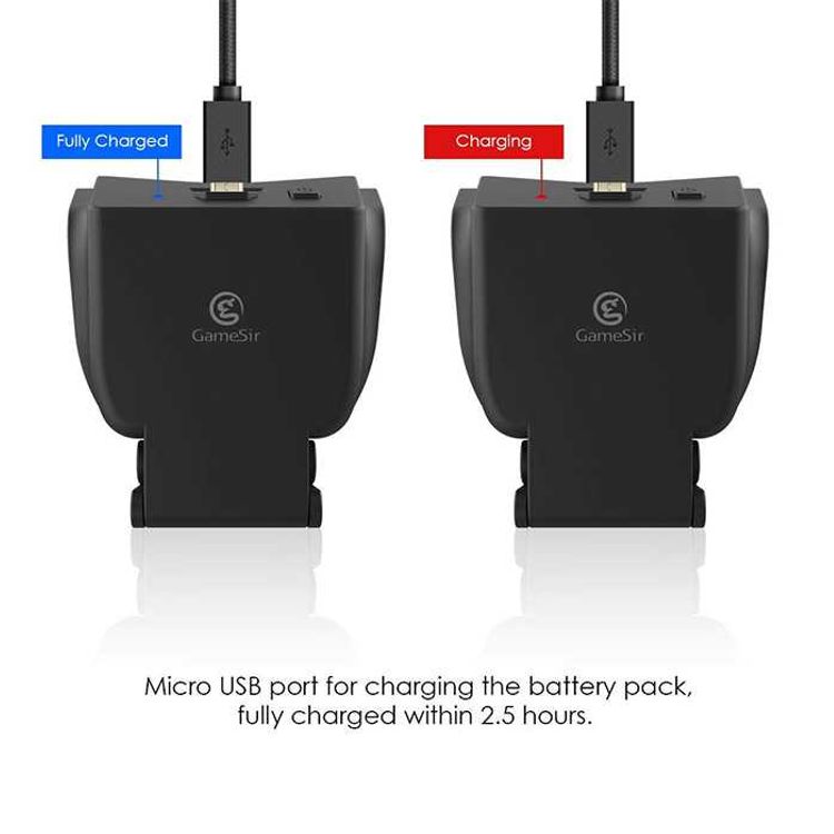 GameSir PS4 Controller Battery Pack with Up to 12 Hours Battery Life, 1000mAh Rechargeable Battery, Easy to Install & Remove, Micro USB Port, Smart Clip Design - Black