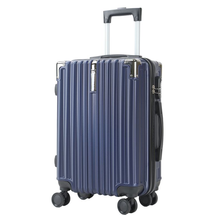 Levelo 3-Set ABS Luggage with Built-in Weighing Scale, Combination Lock, Iron Trolley, Double Wheels, Impact-Resistant Corners & Shock-Resistant, PP & Soft Rubber Handle - Dark Blue