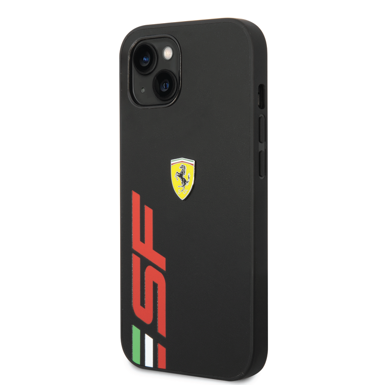 Ferrari PU Leather Case with Printed Big SF Logo iPhone 14 Compatibility - Black