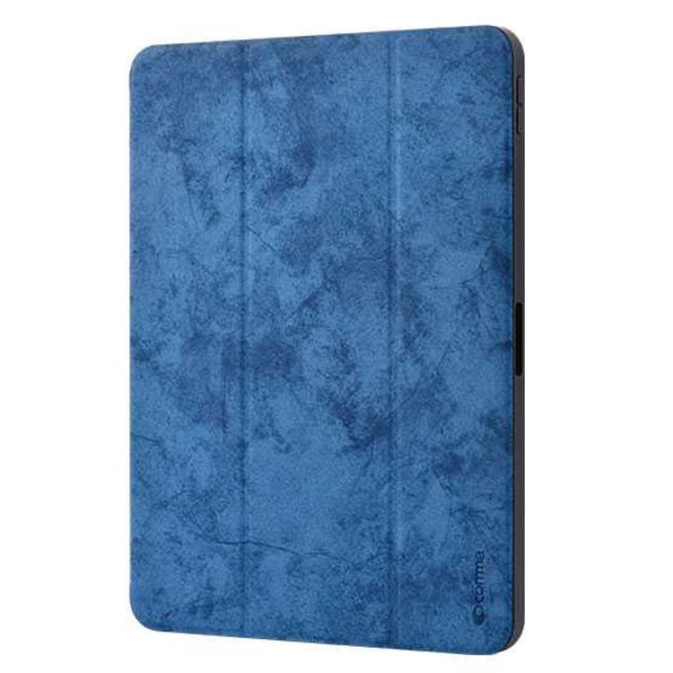 Devia Leather Case with Pencil Slot Compatible for Apple iPad Pro 11" ( 2018 ) Elegant & Slim Design 360° Full Protection Case - Three Fold Flip Stand Protective Cover - Blue