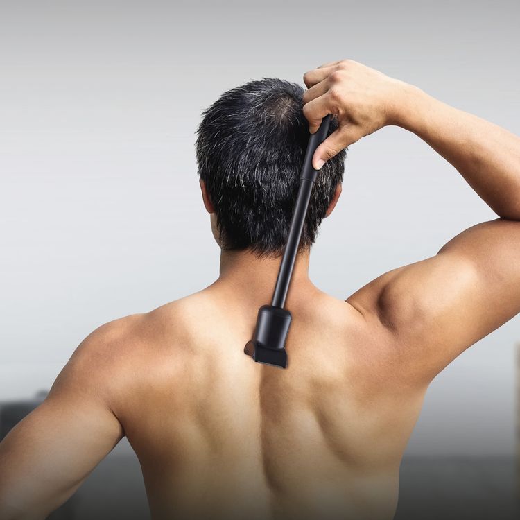 Green Lion Flexgroom 2-in-1 Body Groomer with 22-40.3cm Extendable Handle, ABS Material, Stainless Steel Blade, IPX6 Water Resistance Level, 600mAh Battery Capacity, Type-C Charging Port, 1.5 Hours Charging Time, 2 Hours Working Time, Digital Display - Gray