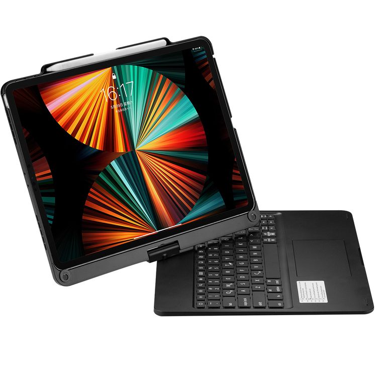 Green Lion 360° Rotatable Keyboard Case for iPad Pro 12.9", Up to 90 Days Standby Time, 10m Operating Distance, 180° Flip Keyboard Cover - Black