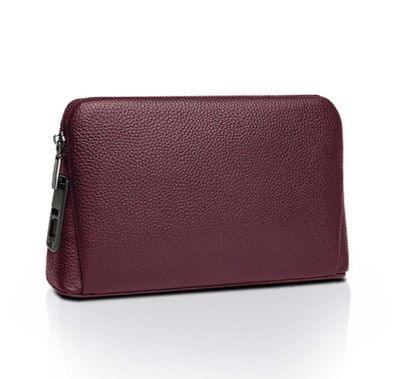 Green Lion London Smart Fingerprint Pouch with Genuine Cow Leather Material, Smart Fingerprint Lock, Water Resistant, Anti-Theft Protection, Easy to Handle - Dark Red