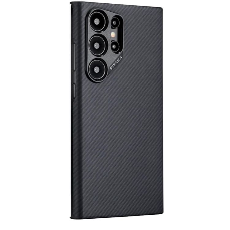 Pitaka MagEZ Case 4 for Samsung Galaxy S24 Series, MagSafe compatible, Anti-Slip Textured Grip, Impossibly Thin Size and Lightweight - Black/Grey Twill