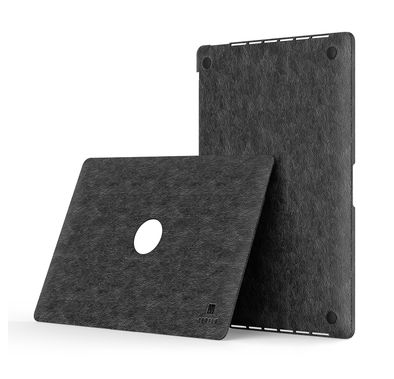 Levelo Gevena Leather MacBook Pro Cover 16" with Silicone Bottom Base, Non-Slip Surface, Ultra-Thin, Secure & Lightweight - Black