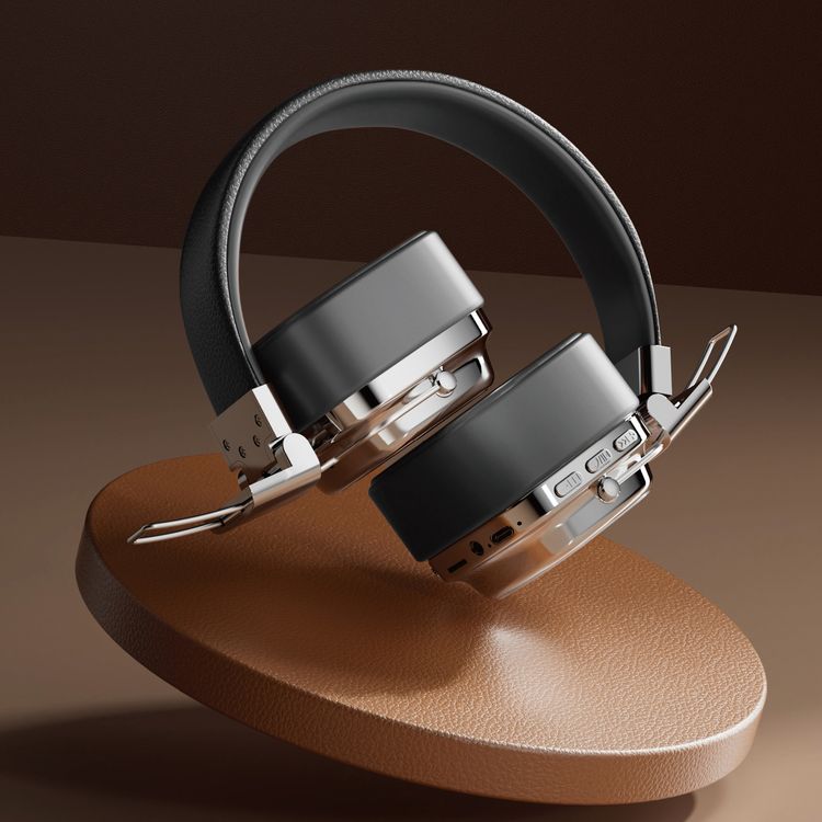 Porodo Soundtec Vintage Wireless ENC Headphones, Up to 12 Hours Battery Life, 10m Transmission Distance, 350mAh Battery Capacity, 2 Hours Recharge Time  - Black / Silver