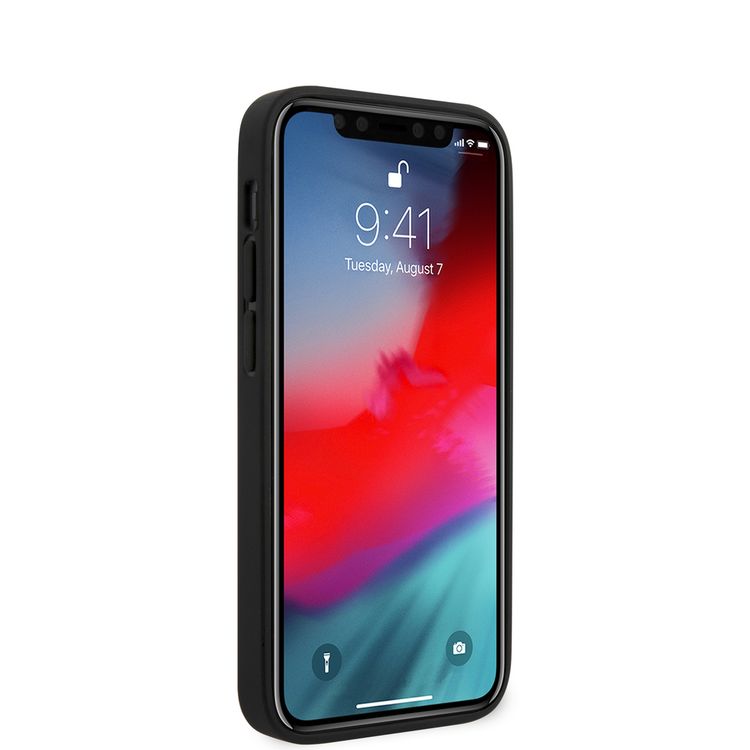 CG MOBILE Mini Cooper PU Leather Hard Case Hot Stamp Compatible for iPhone 12 Mini (5.4") Shock Absorbent, Easy Access to All Ports, Scratch Resistant, Drop Protection Back Cover Suitable with Wireless Charging Officially Licensed - Blue Stripes