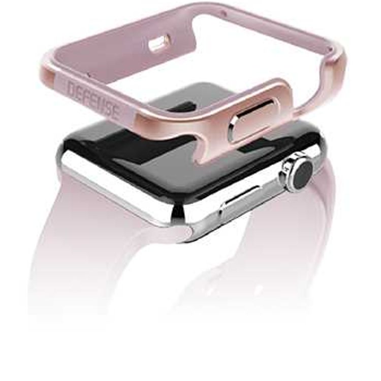 X-Doria Defense Edge Case Compatible for Apple Watch 44mm - Anti-Scratch - Impact Protection - Easy Snap-on Design - Soft Rubber Lining -  Rose Gold (Machined Metal Guard)