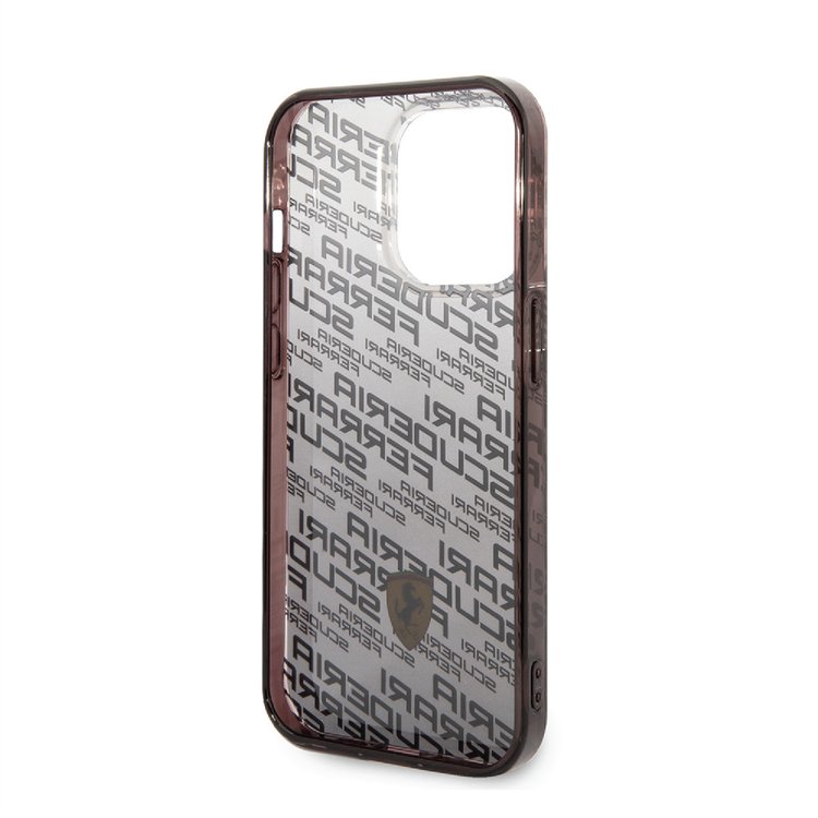 Ferrari Gradient PC/TPU Case with Allover Scuderia & Dyed Bumper iPhone 14 Compatibility - Black