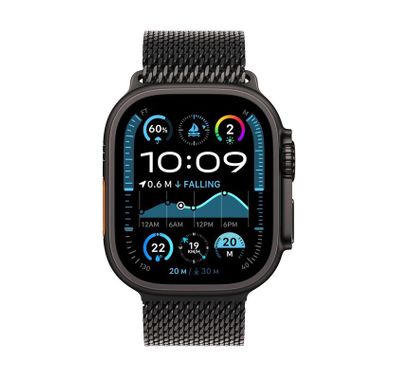 Apple Watch Ultra 2 2024 GPS + Cellular 49mm Black Titanium Case with Black Titanium Milanese Loop, L - Black Titanium