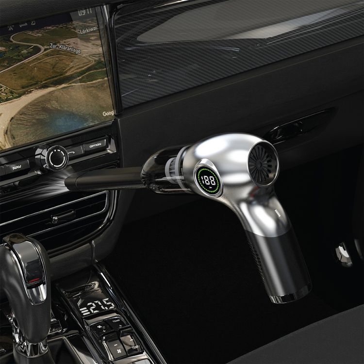 Green Lion 3-in-1 Vacuum Cleaner, Blower & Air Pump with 95W Power, Up to 27 Minutes Working Time, 72000RPM Motor Speed, Charging Base Included, Digital Display - Silver