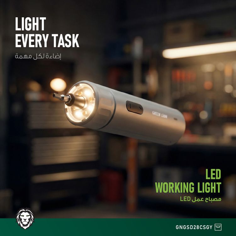 Green Lion GSD-28 Cordless Screwdriver with 280RPM No-Load Speed, Precise Torque Control, CR-V Magnetic Bits, Dual-Mode Operation, USB-C Charging Port, LED Working Light, 28-Piece CR-V Bit Set & Storage Case, 3.5N.m Maximum Torque - Gray