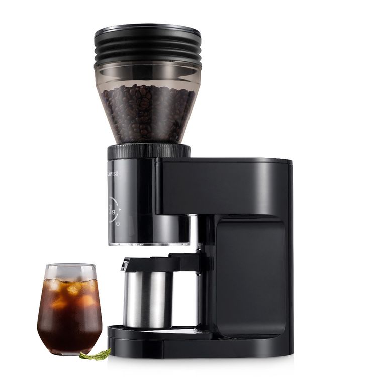 LePresso Precision Conical Burr Grinder with Digital Weight Control, Touch Display, 150W DC Motor Rated Power, 220-240V Rated Voltage, 50/60Hz Rated Frequency, 400g Bean Hopper Capacity, 90g Ground Coffee Cup Capacity, 3-Pin UK Plug, ABS & 304 Stainless Steel Materials - Black