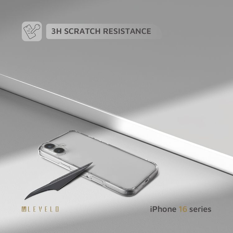 Levelo Clara Case for iPhone 16 Pro Plus with Clearview Technology, 3H Scratch Resistance - Clear