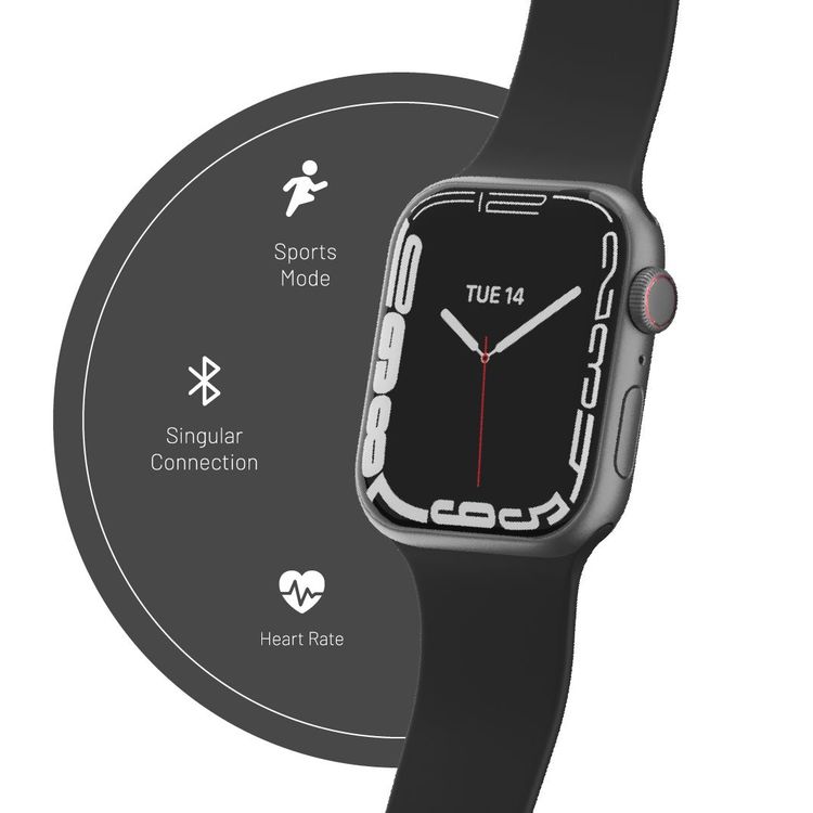 Porodo Smart Watch Series 8+ with Fitness & Activity Tracker, 2" Wide Display, 250mAh Battery Capacity, IP68, 2-3 Days Working Time, Wireless Charging - Grey