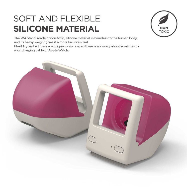 Elago W4 Stand With All types for Apple Watch Series, View Apple display through blast, Easy To Use, scratch-free silicone, Aqua Pink