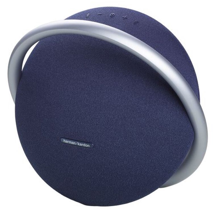 Harman Kardon Portable Bluetooth Speaker Onyx Studio 8 with Elegant Design, Self-Tuning, Eco-friendly Materials, Built-in Dual Microphone, Stereo Sound with Two Speakers - Blue