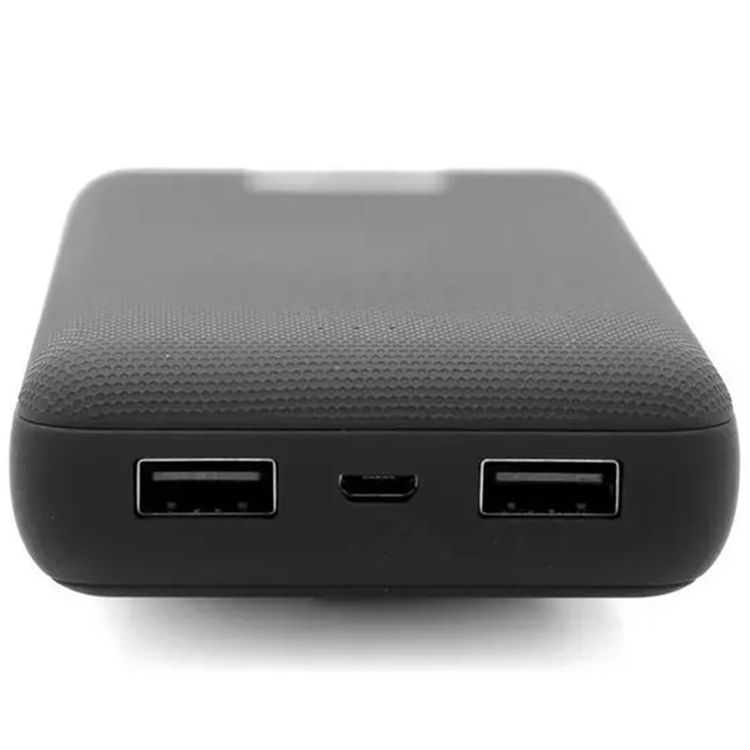 Porodo Dual USB Universal Power Bank 20000mAh with Rubberised Surface, Compact Slim Design, Portable, LED Indicator, Compatible with Smartphones - Black
