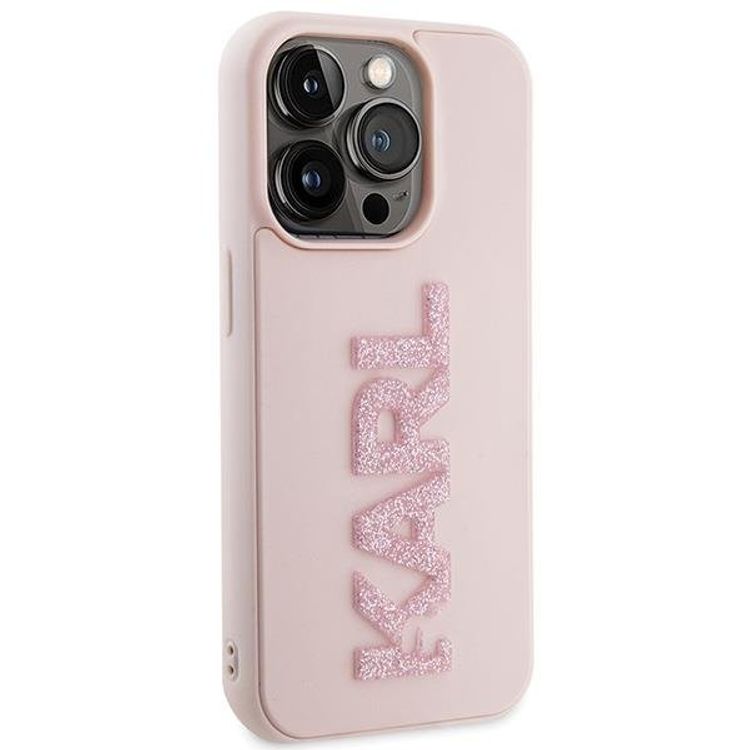 Karl Lagerfeld 3D Glitter Karl Logo Case for iPhone 15 Pro Max - Pink