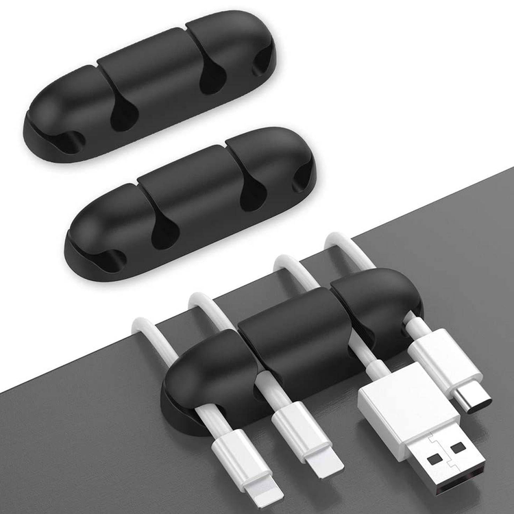 Ahastyle Silicone Multipurpose Cable  Clips/Organizers Desktop Organizer Collection - Black
