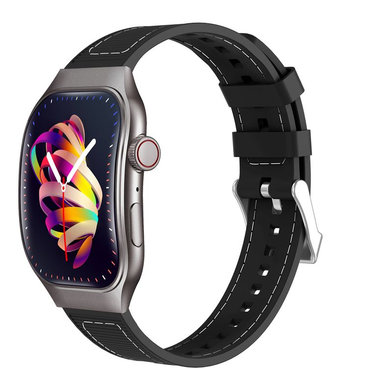 Green Lion Ridge Smart Watch with Magnetic Charging, Bluetooth Calls, Music Player, Health Monitoring, Metal Case Material, PU Leather Strap Material - Black / Black