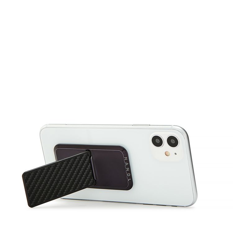 Handl Carbon Fiber Mobile Stand Phone Grip with Popl Instant Sharing Device - Black Carbon Fiber