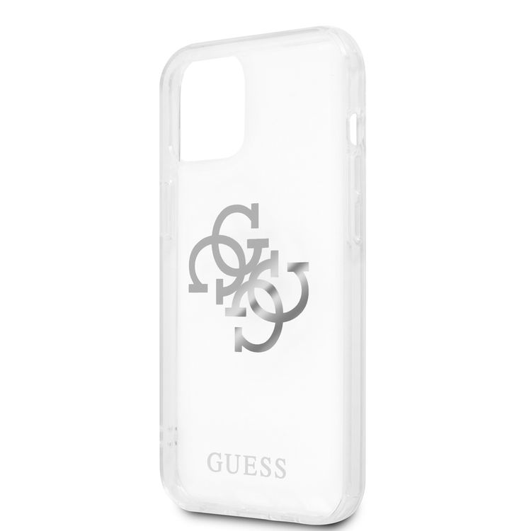 CG MOBILE Guess PC/TPU Case Transparent 4G Electroplated Logo with Elegant Charm Compatible for iPhone 13 (6.1") Anti-Scratch, Easy Access to All Ports