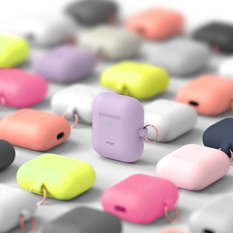 Elago Skinny Hang Case Cover Compatible for Apple AirPods 1&2 Generation, Upgraded Premium Silicone, Front LED Visible, Scratch Resistant, Drop Resistant, Protective Cover