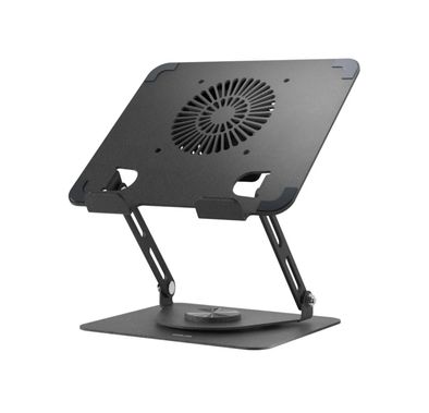 Green Lion Adjustable Laptop Stand with Cooling Fan, 8kg Weight Capacity, Widely Compatible Design to Fit Various Laptop Sizes - Black