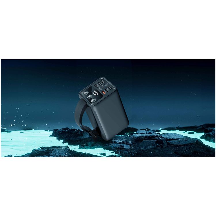 Green Lion Major 60,000 mAh Power Bank with LED Digital Display, Portable Rope, Short Circuit Protection, Over Voltage Protection, Over Charge Protection - Black