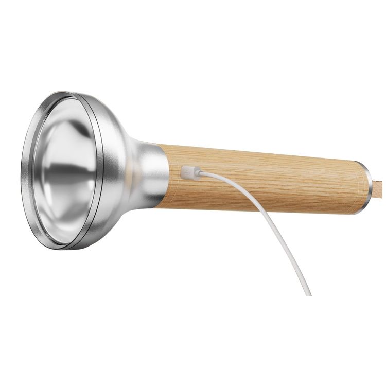 Porodo Birch 190 Wooden LED Flashlight with 190 Lumens Brightness, 100m Coverage, 1500mAh Battery Capacity, 5 Hours Charging Time, USB-C Charging Interface, 3-5 Hours Working Time, Multiple Mode Operation - Wooden