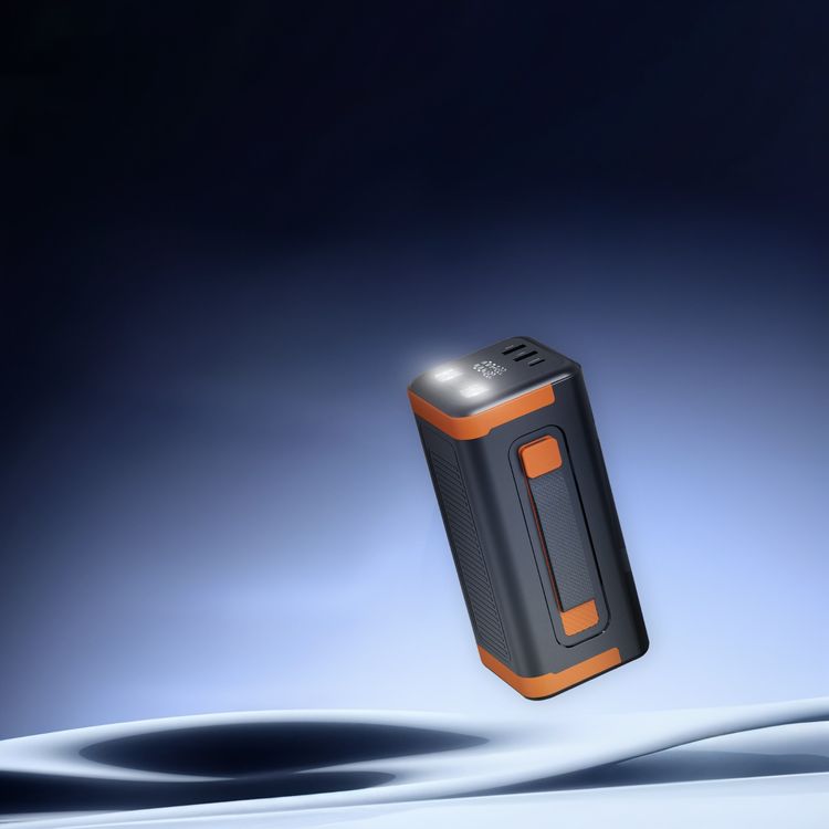 Porodo Powerboost 50000mAh Power Bank with Flashlight, Info Display, PD 20W, 70cm Retractable Type-C Cable, Type-C & Dual Type-A Ports, QC3.0 22.5W, Simultaneous Charging, Universal Compatibility - Black