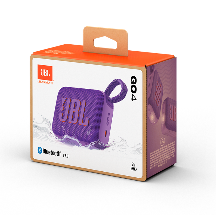 JBL Go4 Portable Wireless Speaker, 7 Hours Music Play Time, Water Proof & Dust Proof, Bluetooth Version 5.3, Rechargeable Battery, Vibrant Color Options, JBL Pro Sound - Purple