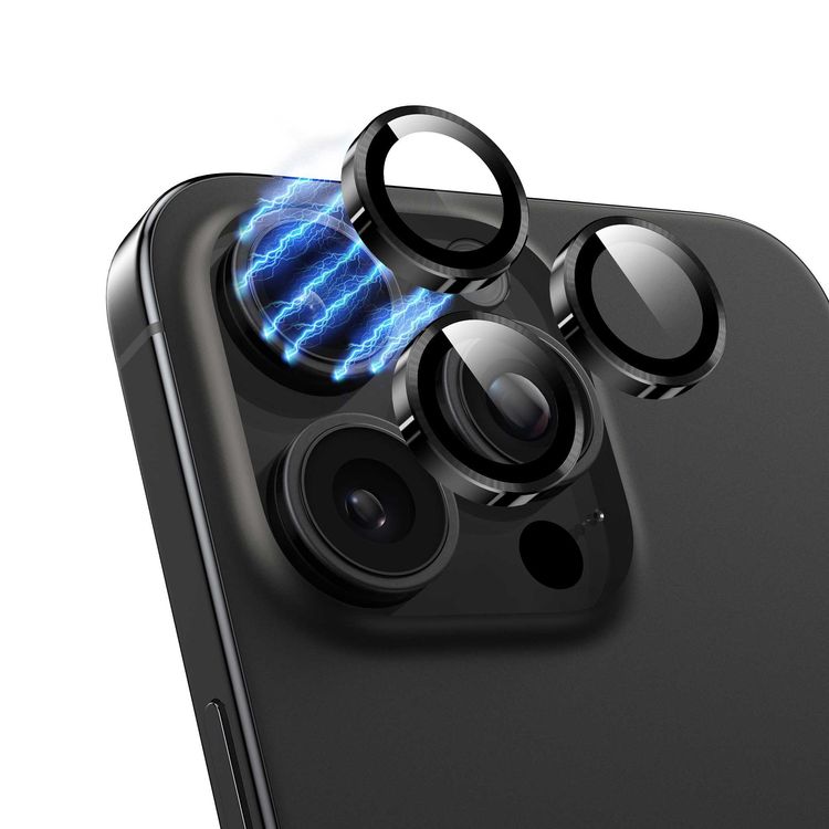 Green Lion Classic Camera Lens for iPhone 15 Pro/15 Pro Max, 9H Hardness, 360° Protection, Anti-Fingerprint & Anti-Reflective, Seamless Fit, Ultra Thin Design - Black