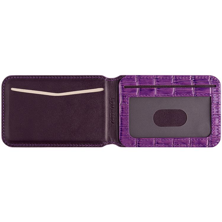 Green Lion Mag Wallet Holder with Genuine Leather Material, Phone Holder, Multiple Pockets, Powerful magnet, Strong & Slim Design - Purple