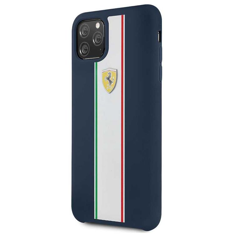 CG MOBILE Silicone Phone Case On Track & Stripes Compatible for iPhone 11 Pro Max (6.5") Drop Protection Mobile Case Officially Licensed - Navy