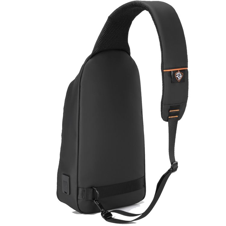 Porodo Gaming Sling Bag with 20W USB-C Charging Outlet, 2 Compartments, Polyester, Waterproof - Black