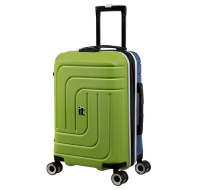 it Luggage Convolved Cabin Trolley, ABS Hard Shell, Expandable Design, Spinner Wheels, TSA Lock - Blue / Lime