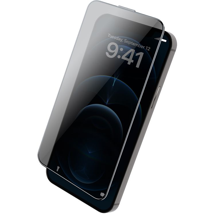 واقي شاشة الخصوصية من iFroog، زجاج حماية كاملة مضاد للتجسس لهاتف iPhone 12 Pro Max، مضاد لبصمات الأصابع ومقاوم للخدش - أسود