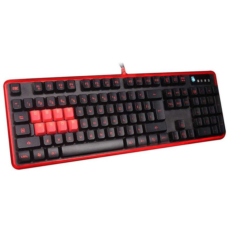 Bloody B2278 8 Light Strike Optical Mechanical Gaming Keyboard, gaming silicon keysو Anti-ghosting & fully programmable  - Black/Red