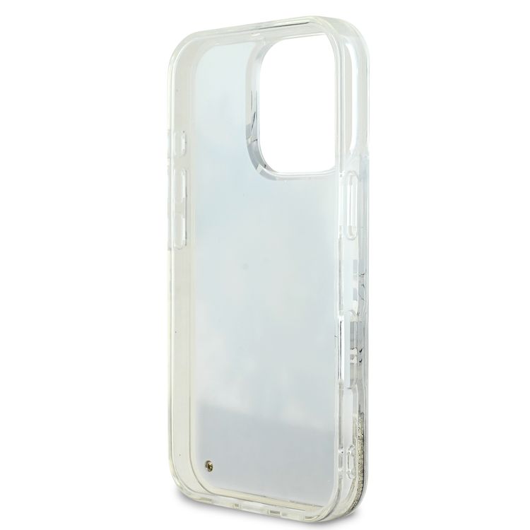 GUESS MagSafe Liquid Glitter Hard Case with Flower Design for iPhone 16 Pro Max, Drop Protection, Accurate Cutouts, Shock-Absorption, Slim Profile - Beige