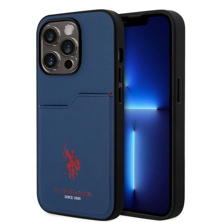 U.S. Polo Card Slot Hard Case iPhone 14 Pro - Navy Blue