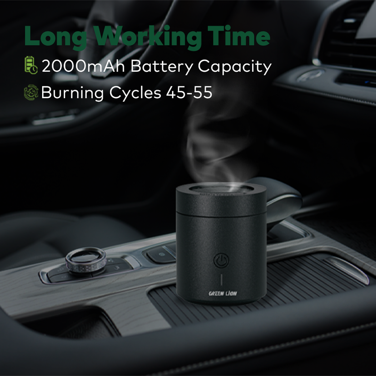 مبخرة بخور الكثبان الرملية من جرين ليون بسعة بطارية 2000 مللي أمبير، مادة PA66 والنايلون، درجة حرارة تسخين 300-400 درجة مئوية، وقت شحن 2 ساعة، منفذ شحن من النوع C، رائحة قوية، ملقط متضمن - أسود