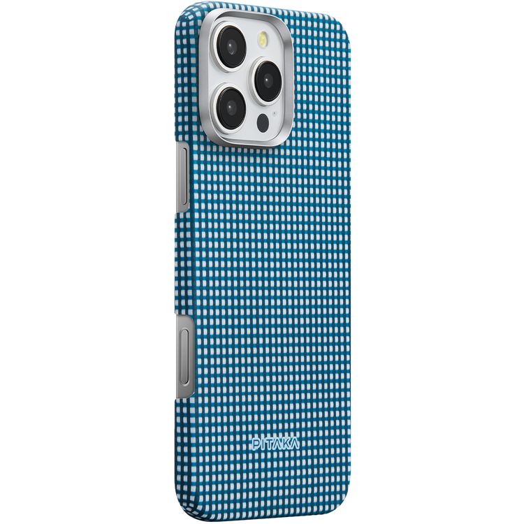Pitaka Ultra Slim Case for iPhone 16 Pro, Compatible with MagSafe, 3D Grip Textured, Raised Camera Lip - Ocean Blue