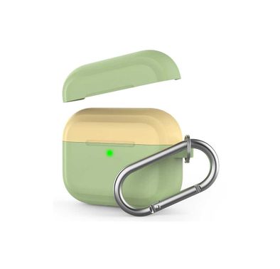  اهاستايل جراب سلسلة مفاتيح فاخر بلونين من السيليكون لسماعات ايربودز برو ، أخضر نعناعي / أصفر
