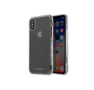 Viva Madrid Duro Slim Back Case for iPhone X/Xs (5.8"), Shock Resistant, Cameras, Buttons and Speakers, with Wireless Chargers - Clear