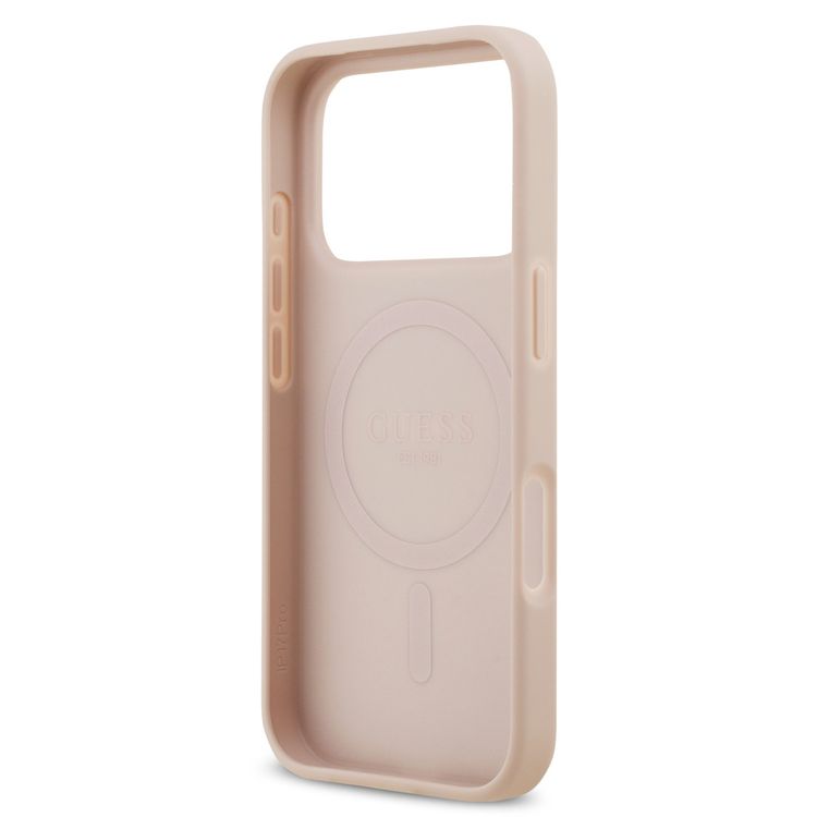 جراب من الجلد PU من جيس مع شعار كلاسيكي وتصميم ختم ساخن بنمط الفاوانيا لهاتف iPhone 17 Pro Max، بتصميم نحيف، سهل التركيب، تغليف مستدام، قبضة مريحة، حماية من السقوط - وردي