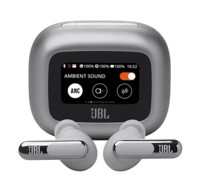 JBL Live Beam 3 In-Ear Earbuds with Display & Mic, True Wireless, 48 Hours Working Time, Type-C & Wireless Charging, ENC, ANC - Silver