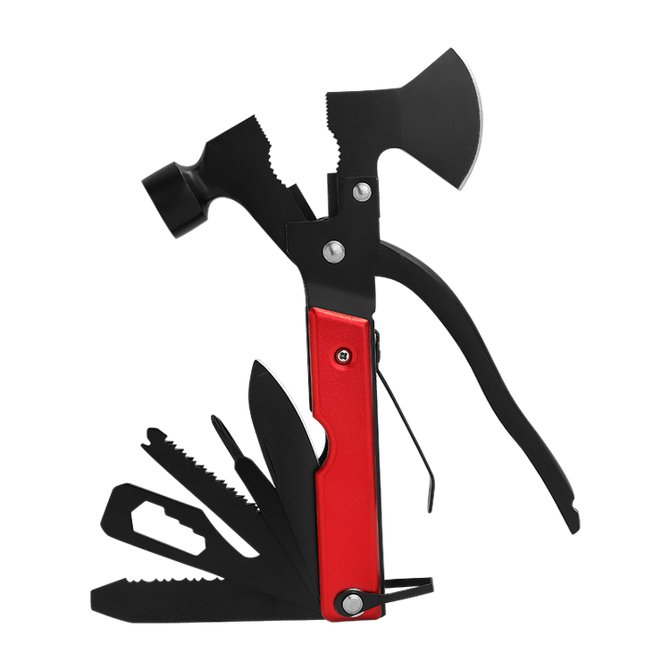 Green Lion Storm Breaker Multi-Tool Axe with Stainless Steel 420 Material, 13 Functions in One, Sharp Edge, Easy to Carry & Durable - Red